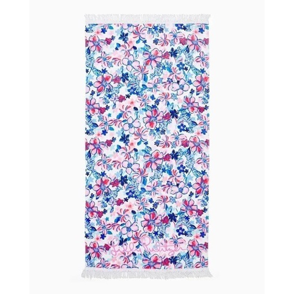 Lilly Pulitzer Beach Towel Party Like a Lobster Pool Floral Summer Red Blue - Picture 3 of 4
